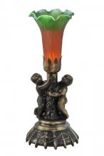 Meyda Blue 11009 - 13" High Amber/Green Tiffany Pond Lily Twin Cherub Accent Lamp