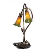 Meyda Blue 12939 - 16" High Amber/Green Pond Lily 2 LT Accent Lamp