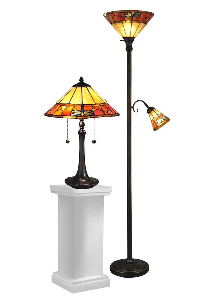 Tiffany floor and sales table lamp set