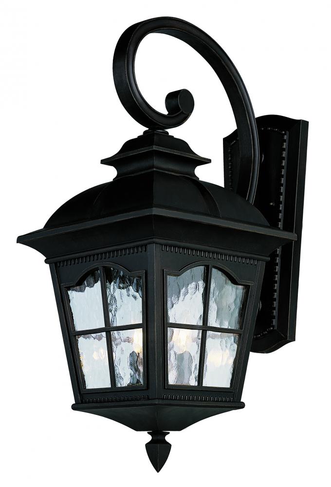 Briarwood 1-Light Rustic, Chesapeake Embellished, Armed Water Glass and Metal Wall Lantern