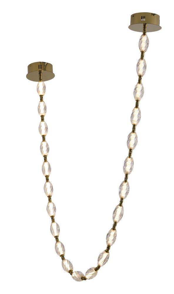 22-Light Brass LED Chandelier With Clear Crystal Shades
