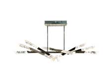 Bethel International FER01C60SHN - 12-Light Dimmable Shiny Nickel Stainless Steel LED Chandelier With Clear Snowflake Crystals