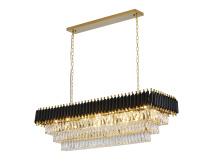 Bethel International GL412C48G - Black and Gold Rectangular Frame Chandelier