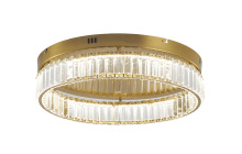 Bethel International GL449FM20BR - 1-Light Brass Dimmable LED Flush Mount With Clear Crystals