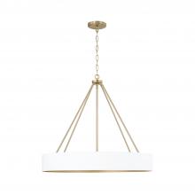 Capital Canada 453041RE - 4-Light Modern Circular Metal Chandelier in Matte White with Painted Matte Brass Interior