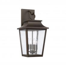 Capital Canada 953341OZ - 4-Light Outdoor Tapered Wall Lantern in Oiled Bronze with Ripple Glass