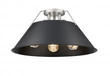 Golden Canada 3306-3FM PW-BLK - Orwell 3-Light Flush Mount in Pewter with Matte Black