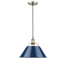 Golden Canada 3306-L AB-NVY - Orwell 14" Wide Large Pendant in Aged Brass with Matte Navy