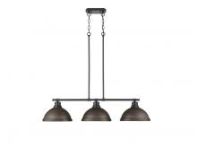 Golden Canada 3602-3LP BLK-RBZ - Duncan Small Pendant with Chain in Matte Black with Clear Glass