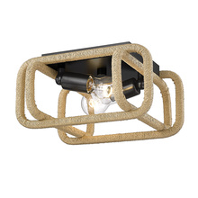 Golden Canada 6085-FM BLK-NR - Camden Flush Mount in Matte Black with Natural Raphia Rope