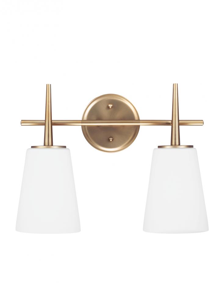 Driscoll contemporary 2-light indoor dimmable bath vanity wall sconce in  satin brass gold finish wit 4440402-848 Unique Lighting