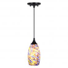 Vaxcel International P0386 - Milano 4.75-in. Mini Pendant Terra Tide Glass Matte Black