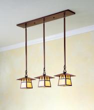 Arroyo Craftsman CICH-8/3BM-VP - 8" carmel 3 light in-line chandelier with bungalow overlay