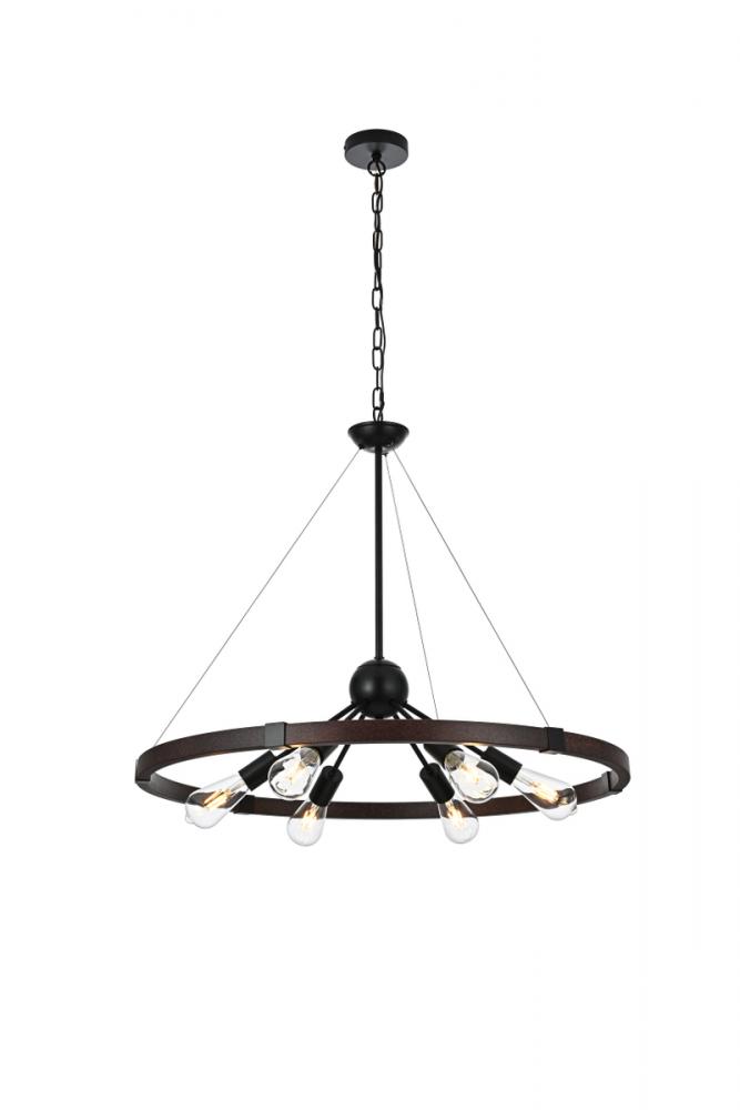 Thora Pendant D31.5"H26.5" L6 Black+Wood