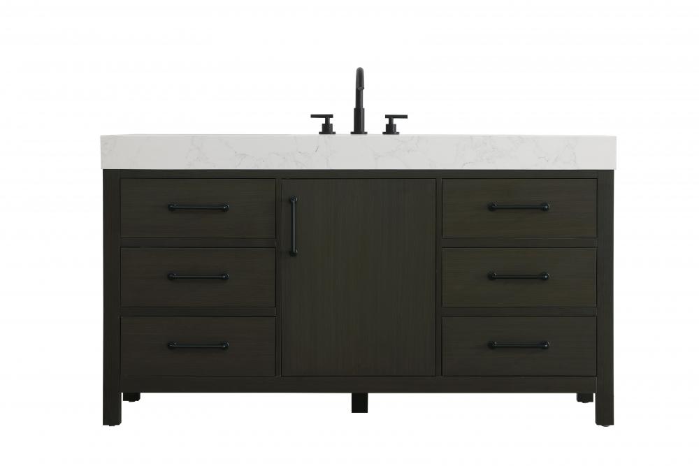 Vanity Cabinet 1DR 6DW 60"W x 22"D x 34"H Mocha Brown