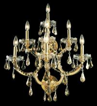 Elegant 2801W7G-GT/RC - Maria Theresa 7 Light Gold Wall Sconce Golden Teak (Smoky) Royal Cut Crystal