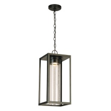 Eglo Canada 204709A - 1 LT Integrated LED Outdoor Pendant w/ Black Finish & Clear Seeded Glass Shade