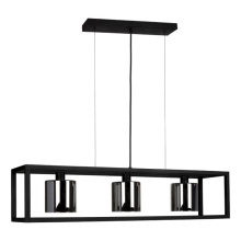 Eglo Canada 390175A - 3 LT Linear Pendant w/ Black Finish & Metallic Smoked Glass Shades