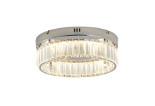 Bethel International Canada GL447FM14CH - 1-Light Chrome Dimmable LED Flush Mount With Clear Crystals