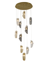 Bethel International Canada ZP144C24BR - 12-Light Brass Chandelier With Clear, Smoke, And Amber Glass Accents